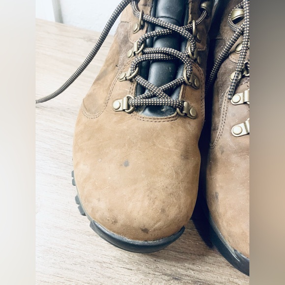 Timberland Rock Rimmon Hiking Boots Brown Mid Top Lace Up Leather Mens US Sz 12w - Picture 3 of 4